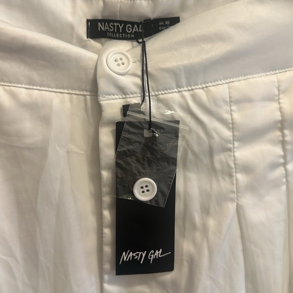 Nasty Gal Crisp White Trousers High Waist Pants Size 6 Wide Leg - Picture 4 of 11